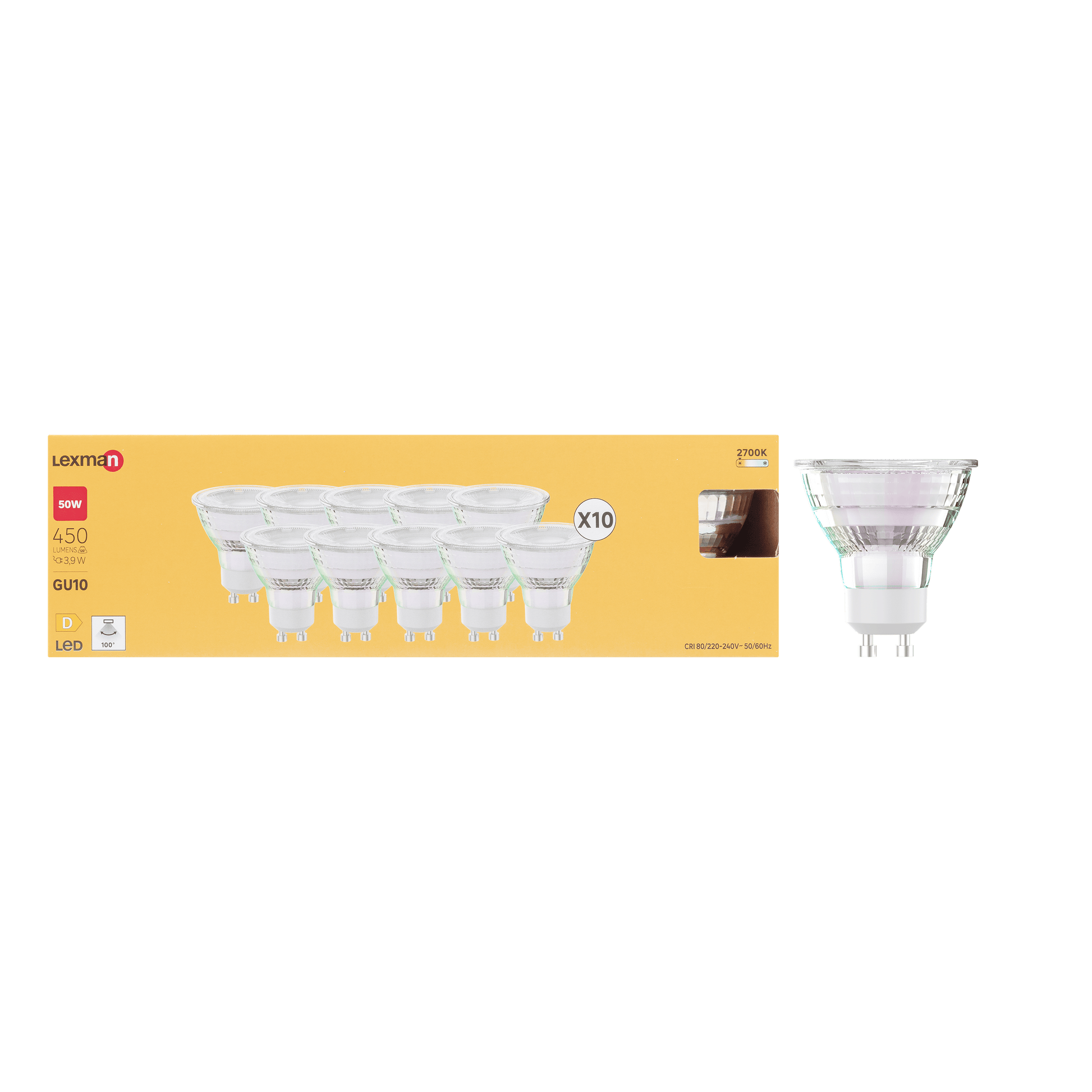 Bricocenter 10 LED BULBS GU10=50W WARM LIGHT