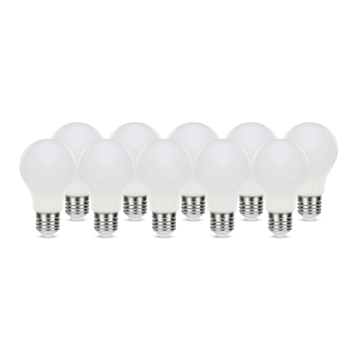 10 E27 LED bulbs = 60W, frosted teardrop shape, natural light