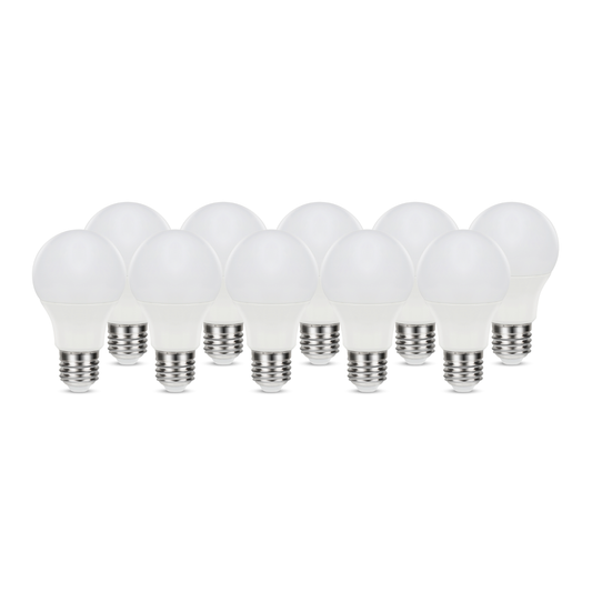 10 E27 LED bulbs = 60W, frosted teardrop shape, natural light