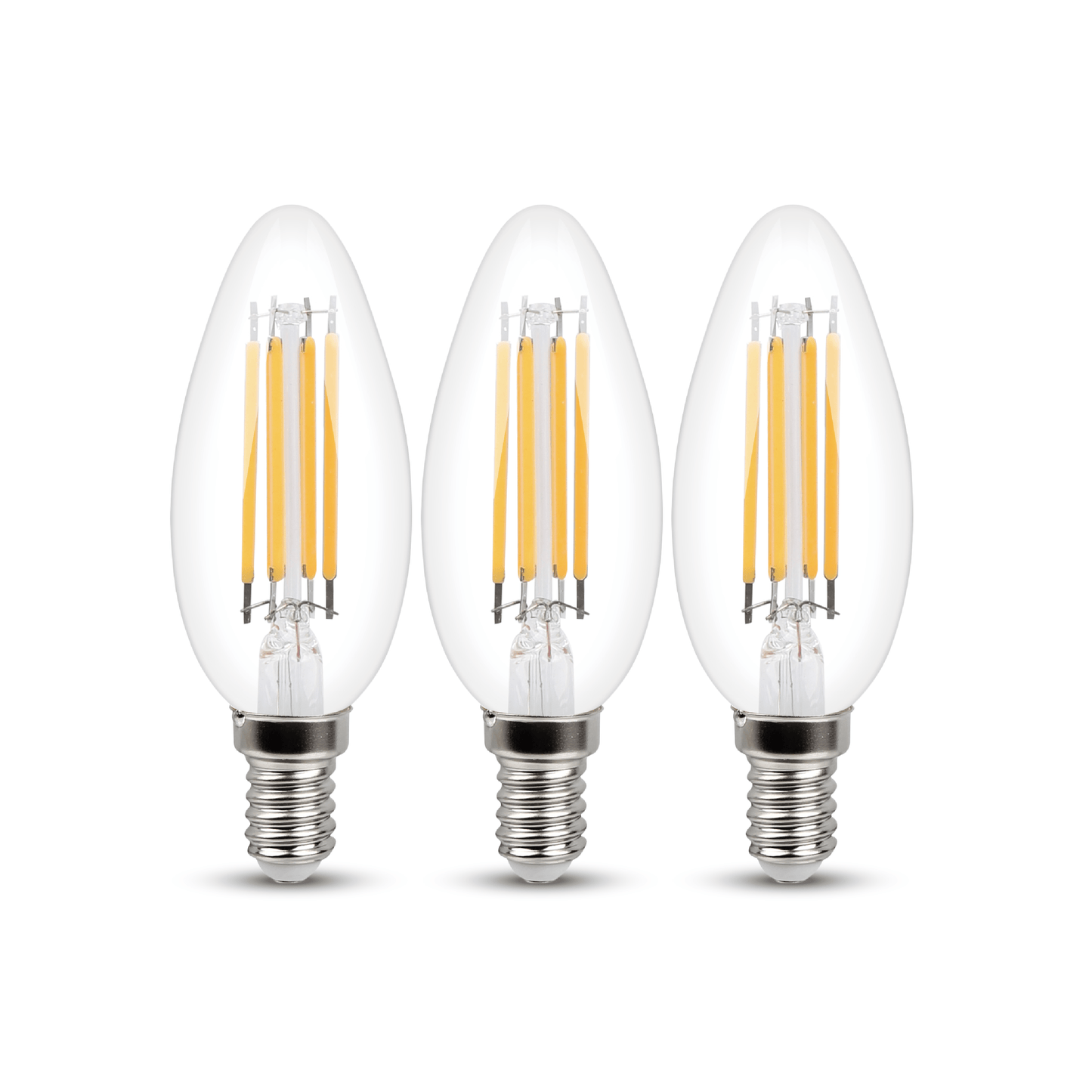 3 LED BULBS E14=60W CANDLE CLEAR WARM LIGHT