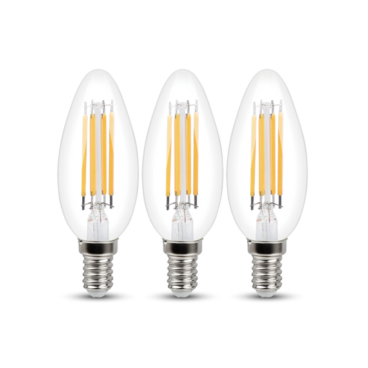 3 LED BULBS E14=60W CANDLE CLEAR WARM LIGHT