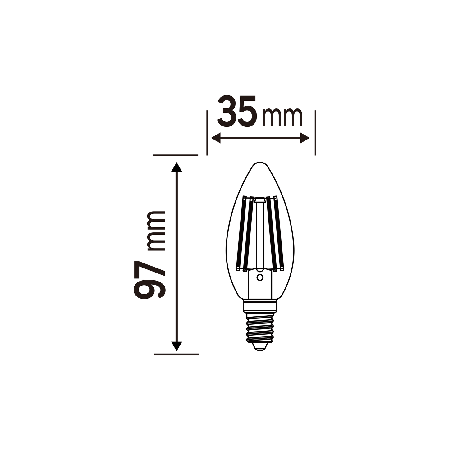 3 LED BULBS E14=60W CANDLE CLEAR WARM LIGHT