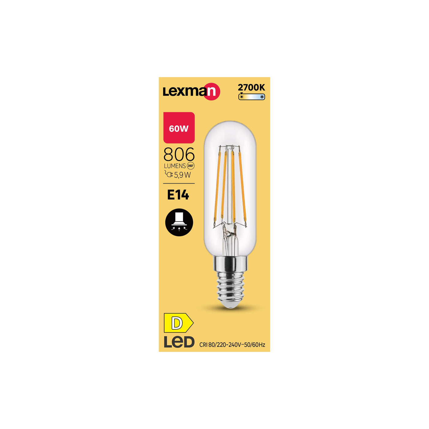 LED BULB T25 E14=60W CLEAR WARM LIGHT FOR HOOD
