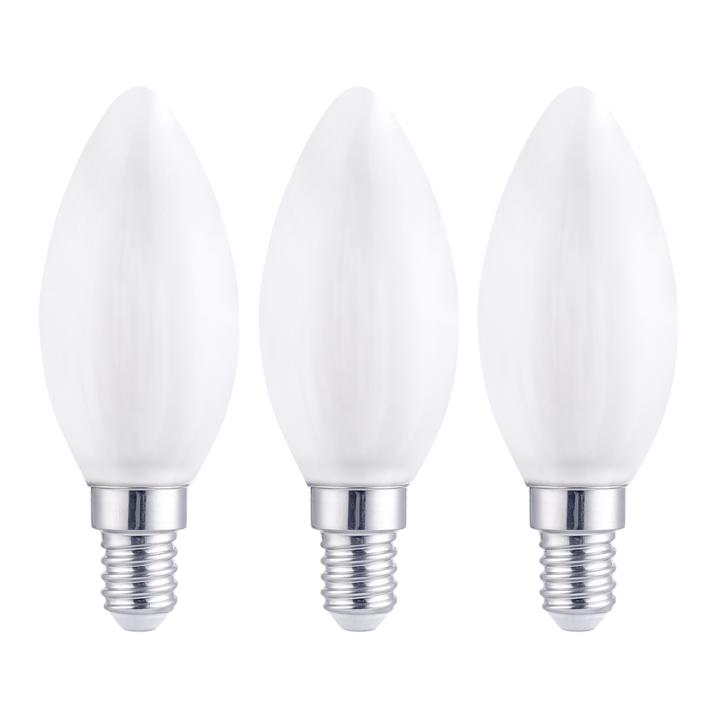 3 LED BULBS E14 =60W CANDLE FROSTED NATURAL LIGHT