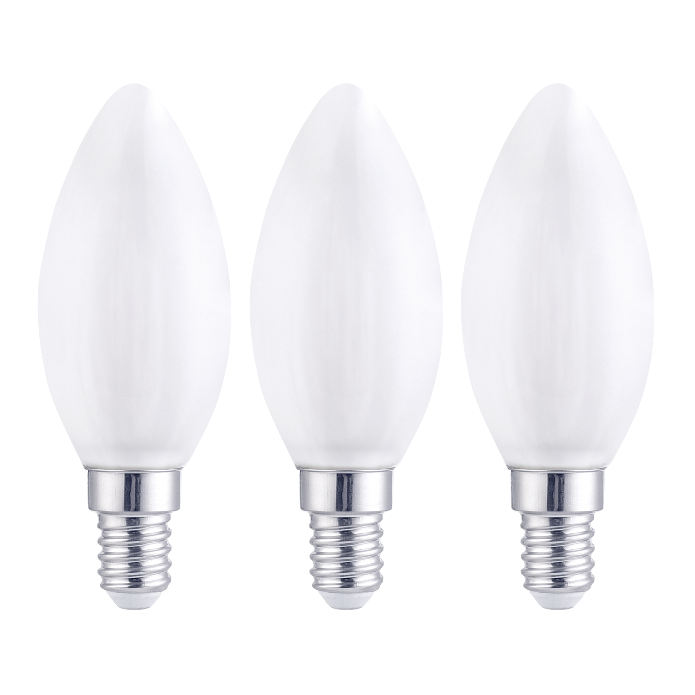 3 LED BULBS E14 =60W CANDLE FROSTED NATURAL LIGHT