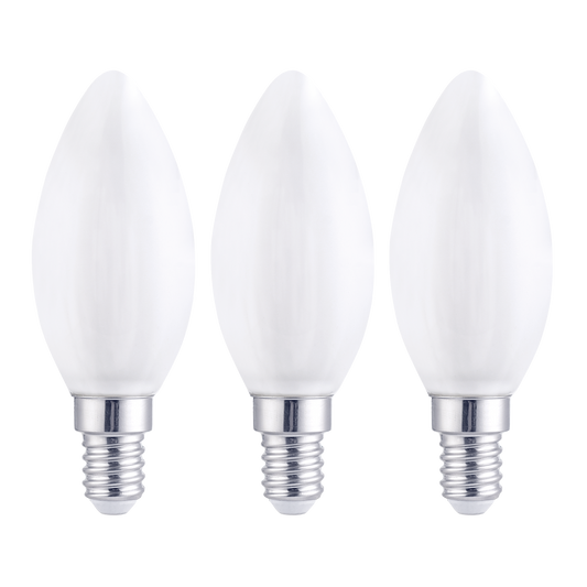 3 LED BULBS E14 =60W CANDLE FROSTED NATURAL LIGHT
