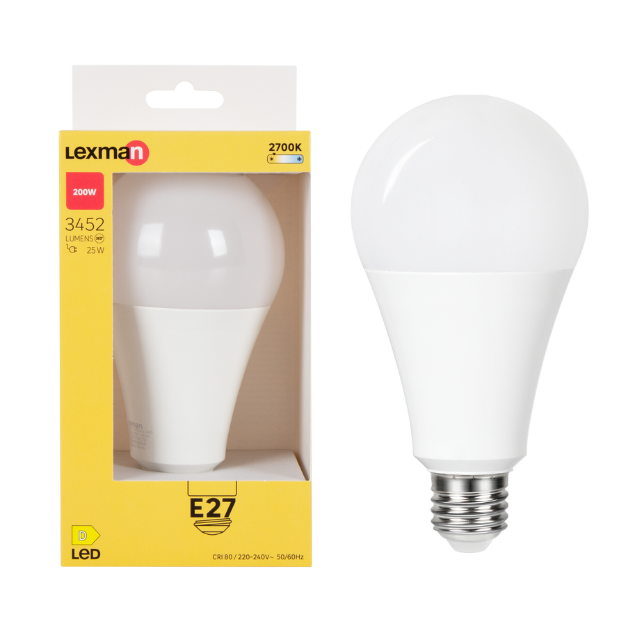 E27=200W FROSTED DROP LED BULB WARM LIGHT