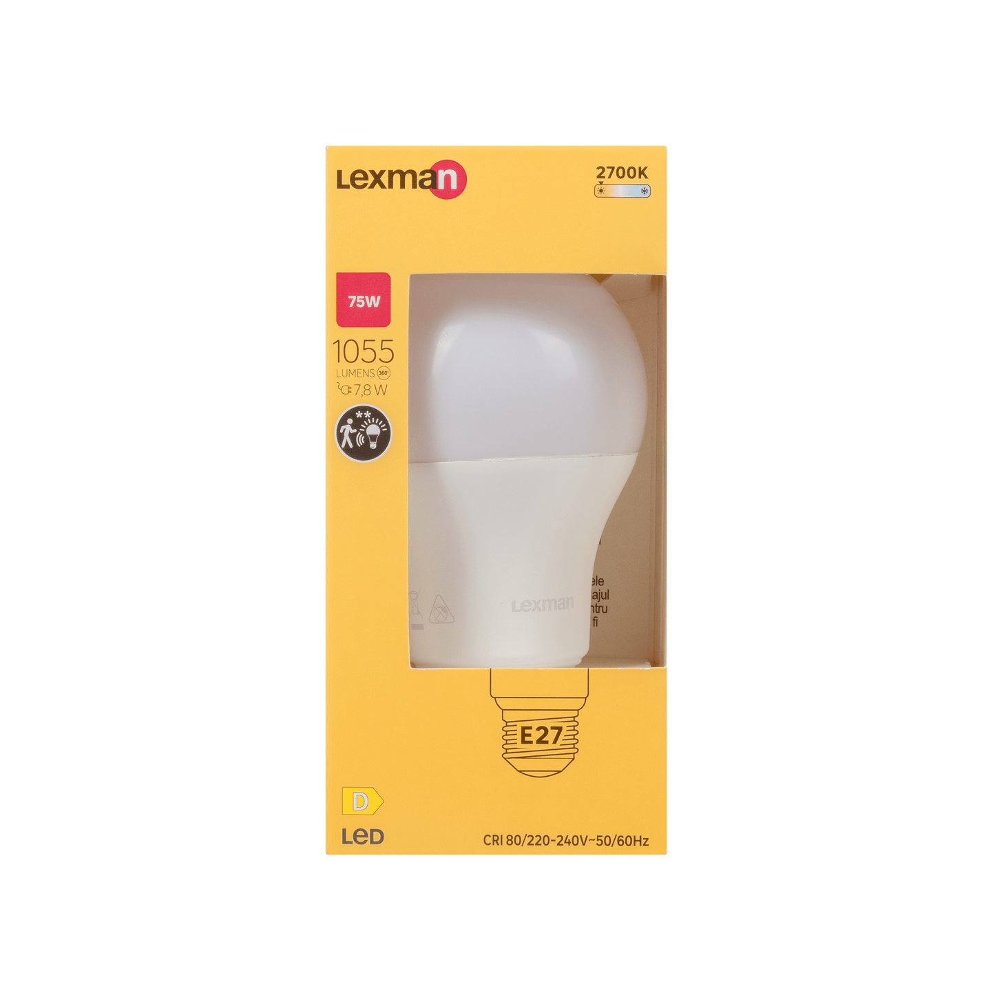 Bricocenter LED BULB E27=75W FROSTED SPHERE WARM LIGHT WITH PRESENCE SENSOR