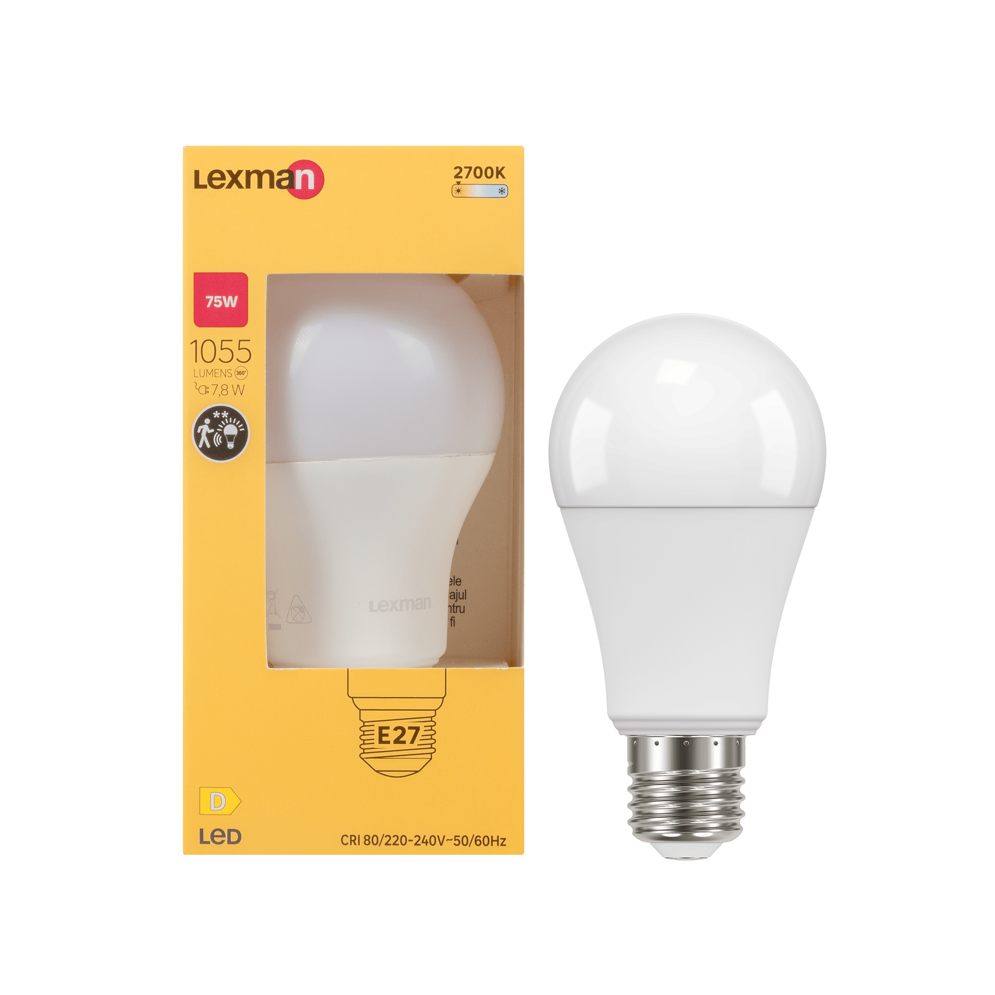 Bricocenter LED BULB E27=75W FROSTED SPHERE WARM LIGHT WITH PRESENCE SENSOR