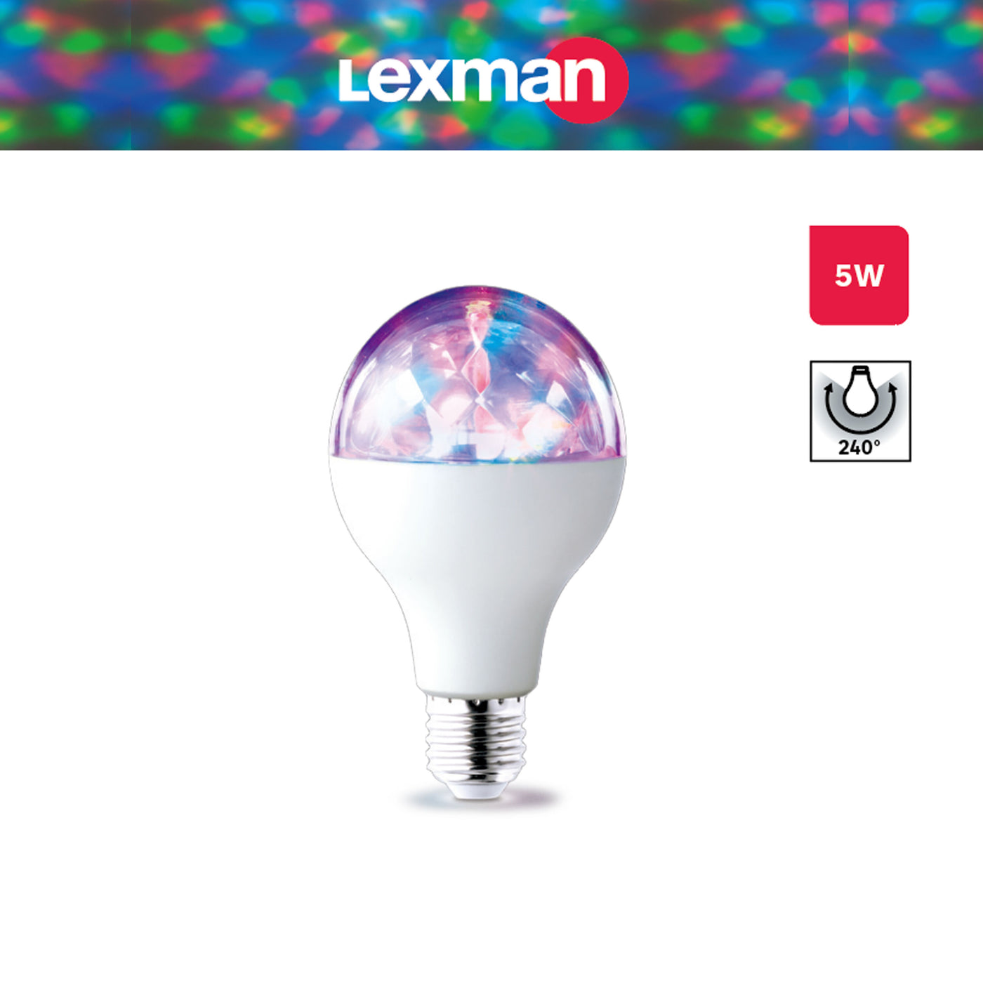 E27 5W multicoloured globe LED bulb