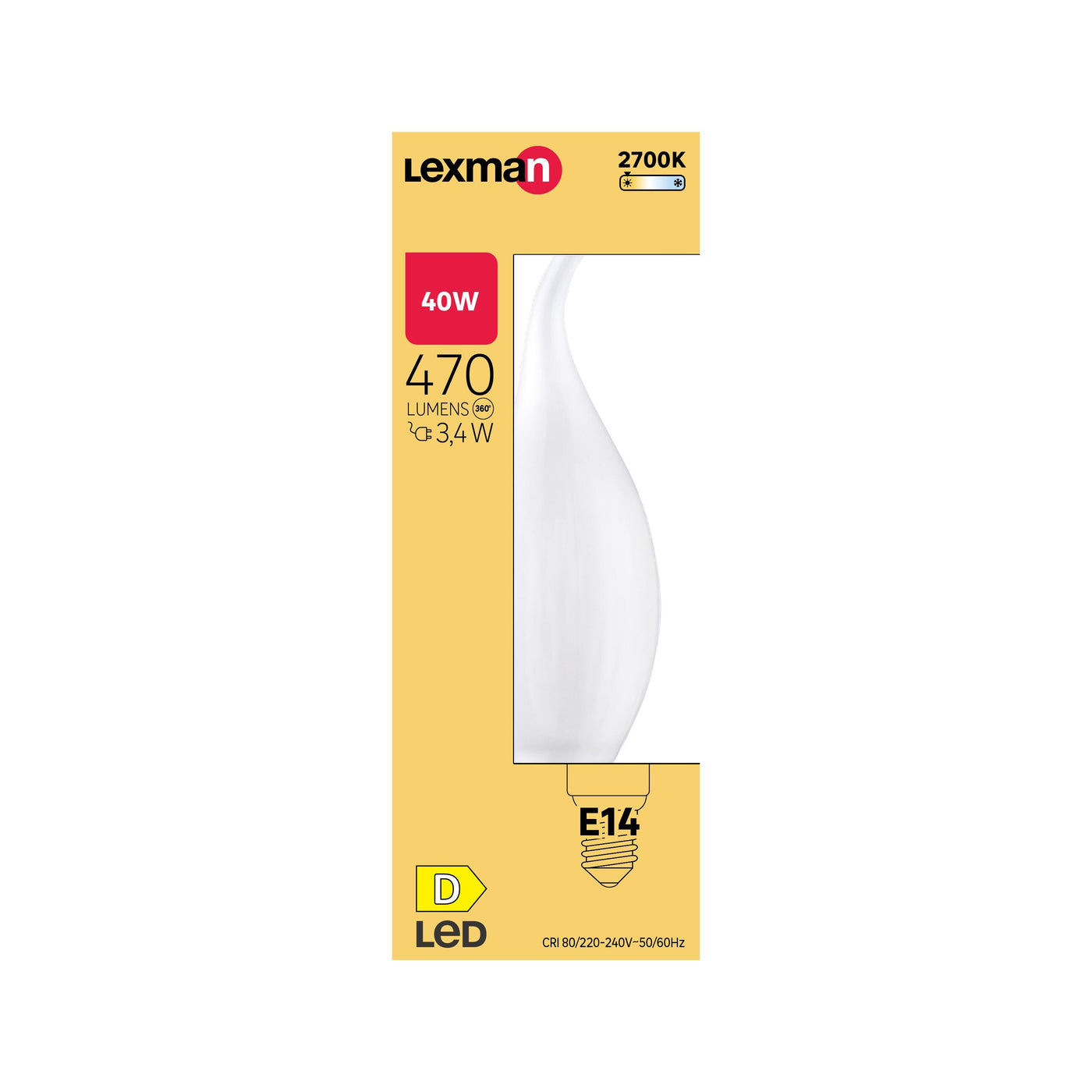 LED BULB E14 =40W FROSTED FLAME WARM LIGHT