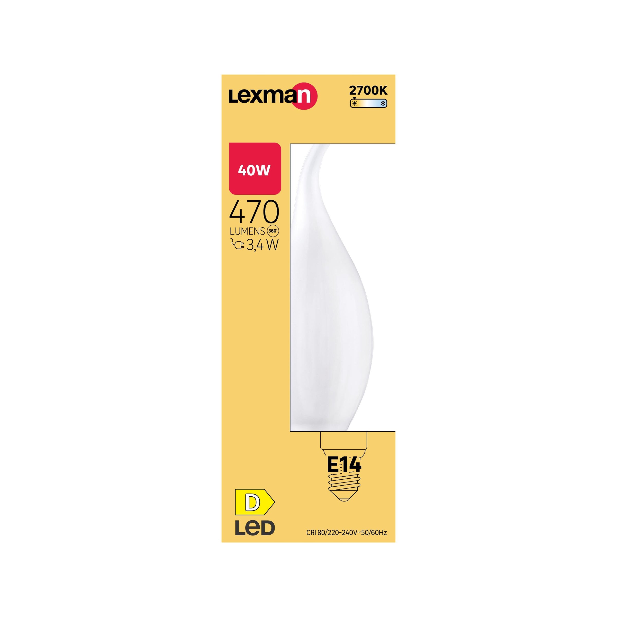 LED BULB E14 =40W FROSTED FLAME WARM LIGHT