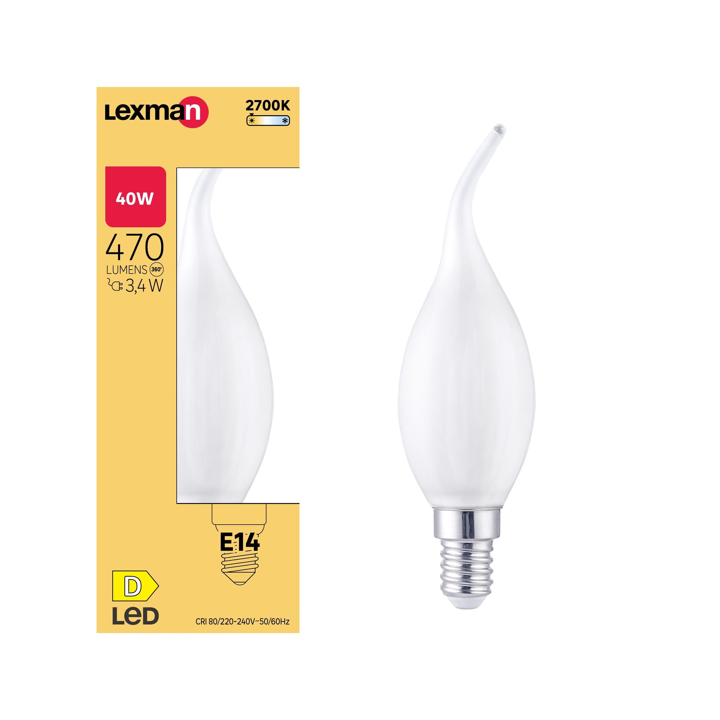 LED BULB E14 =40W FROSTED FLAME WARM LIGHT
