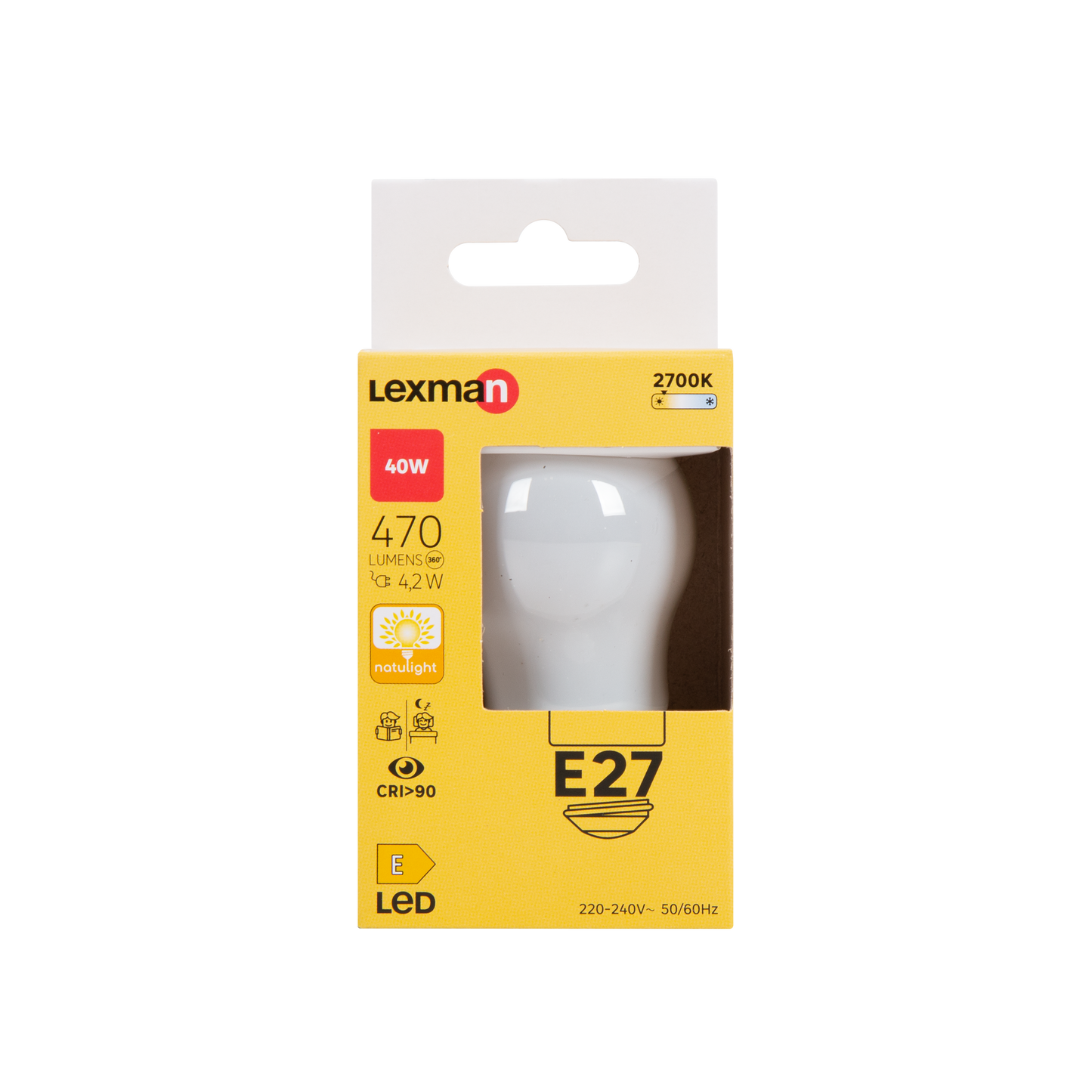 LAMPADINA LED NATULIGHT E27=40W SFERA SMERIGLIATA LUCE CALDA