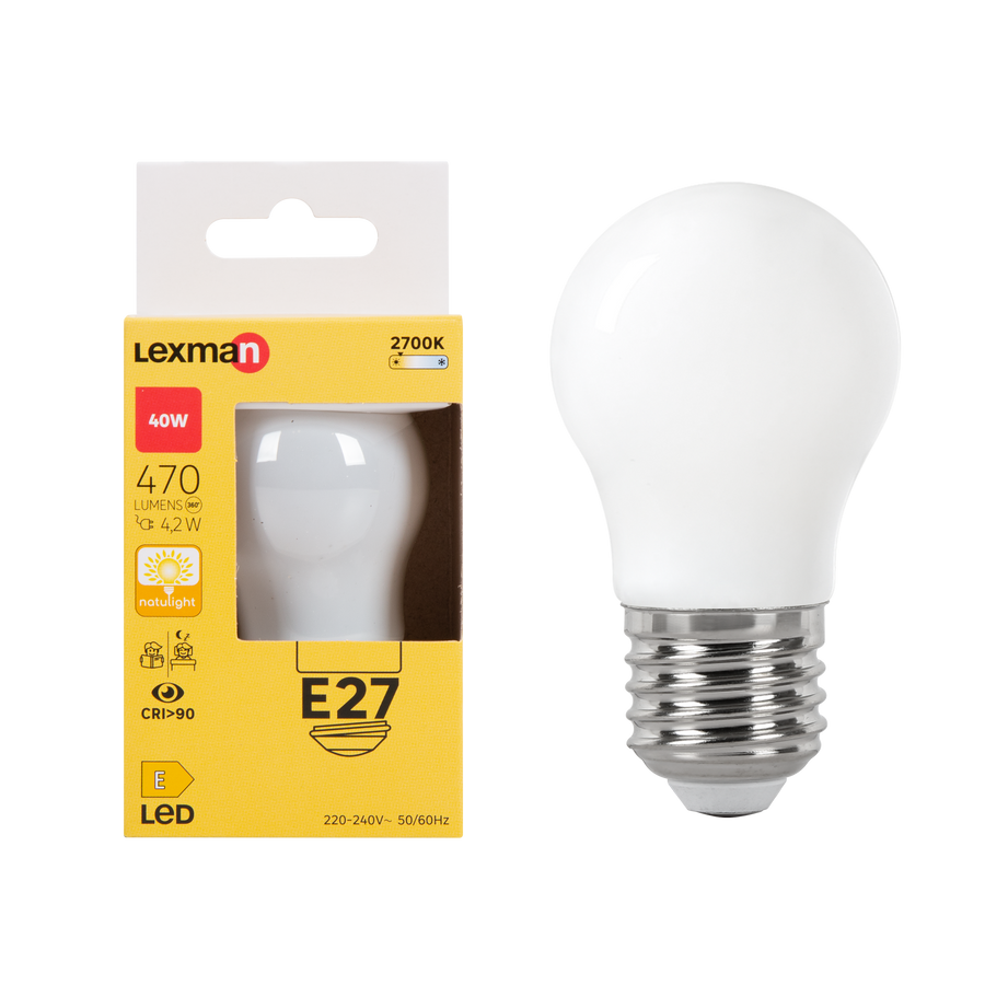LAMPADINA LED NATULIGHT E27=40W SFERA SMERIGLIATA LUCE CALDA