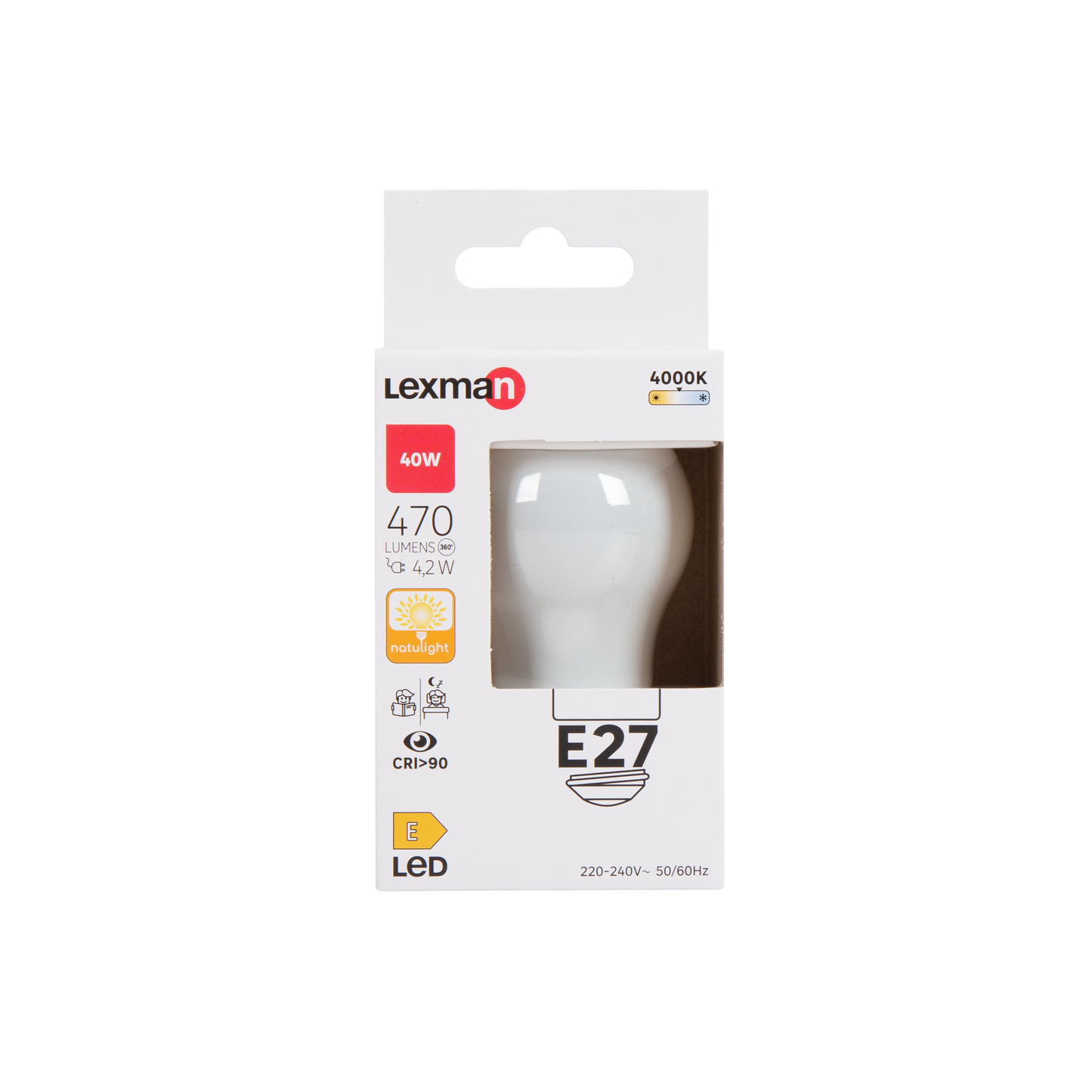 LAMPADINA LED NATULIGHT E27=40W SFERA SMERIGLIATA LUCE NATURALE