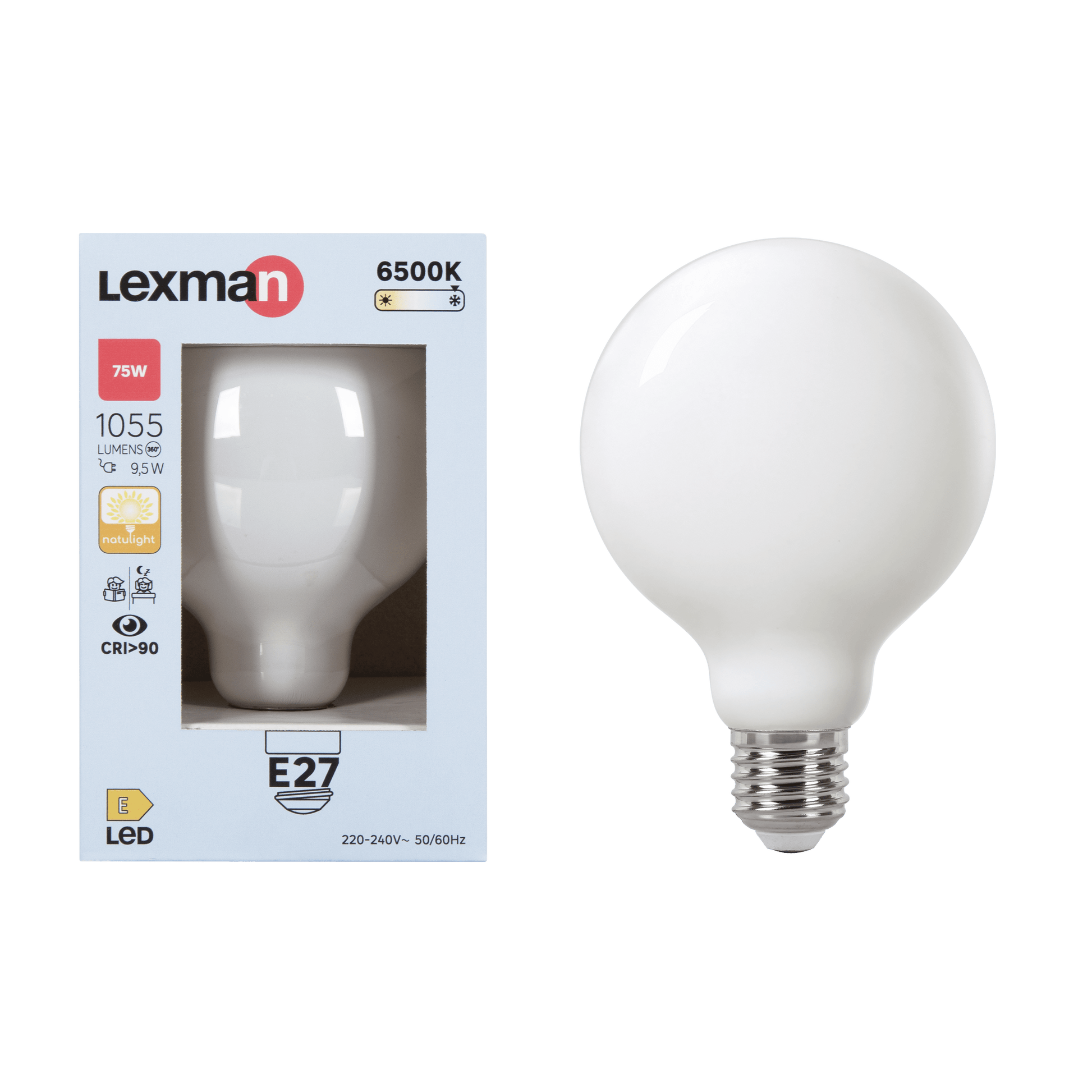 Bricocenter NATULIGHT LED BULB E27=75W SMALL GLOBE FROSTED COLD LIGHT