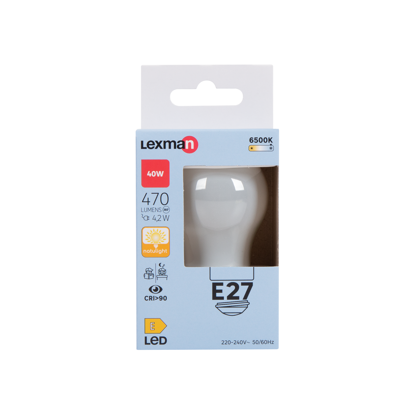LAMPADINA LED NATULIGHT E27=40W SFERA SMERIGLIATA LUCE FREDDA