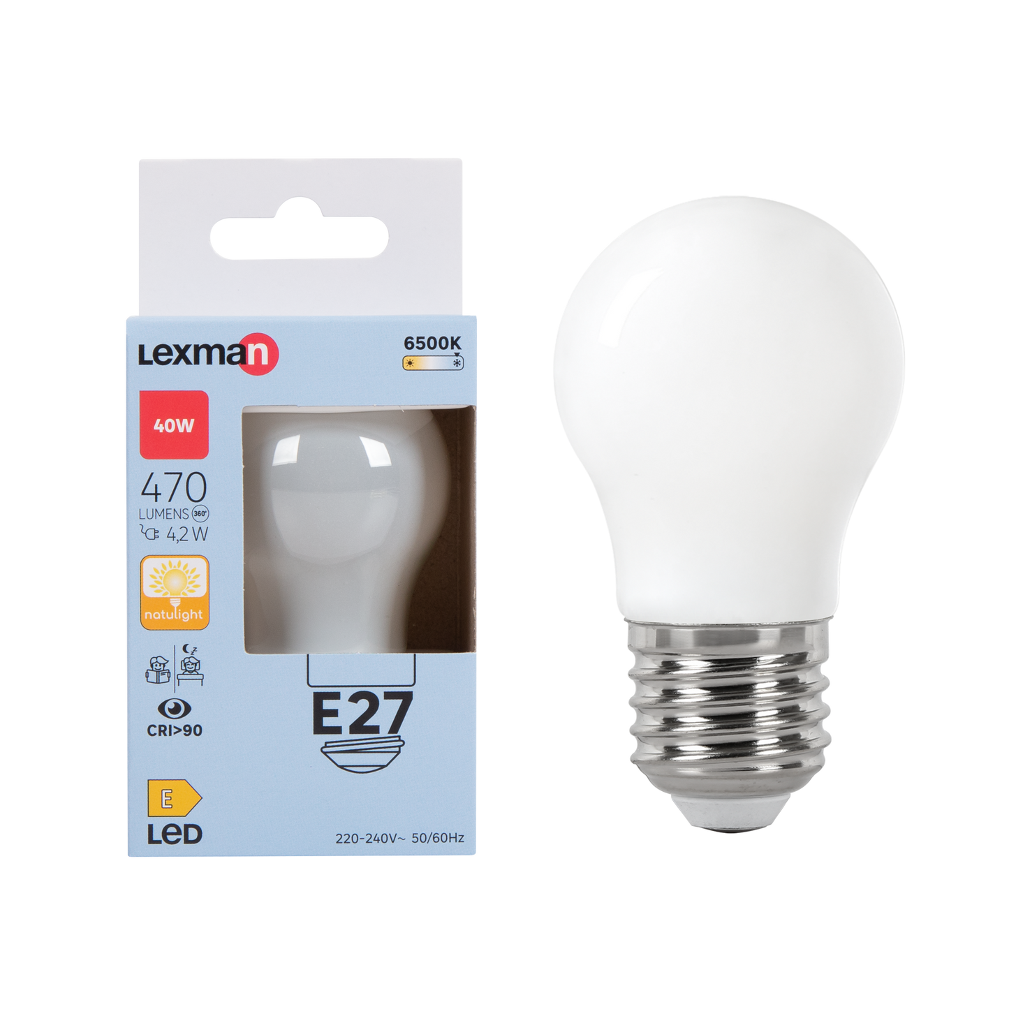LAMPADINA LED NATULIGHT E27=40W SFERA SMERIGLIATA LUCE FREDDA