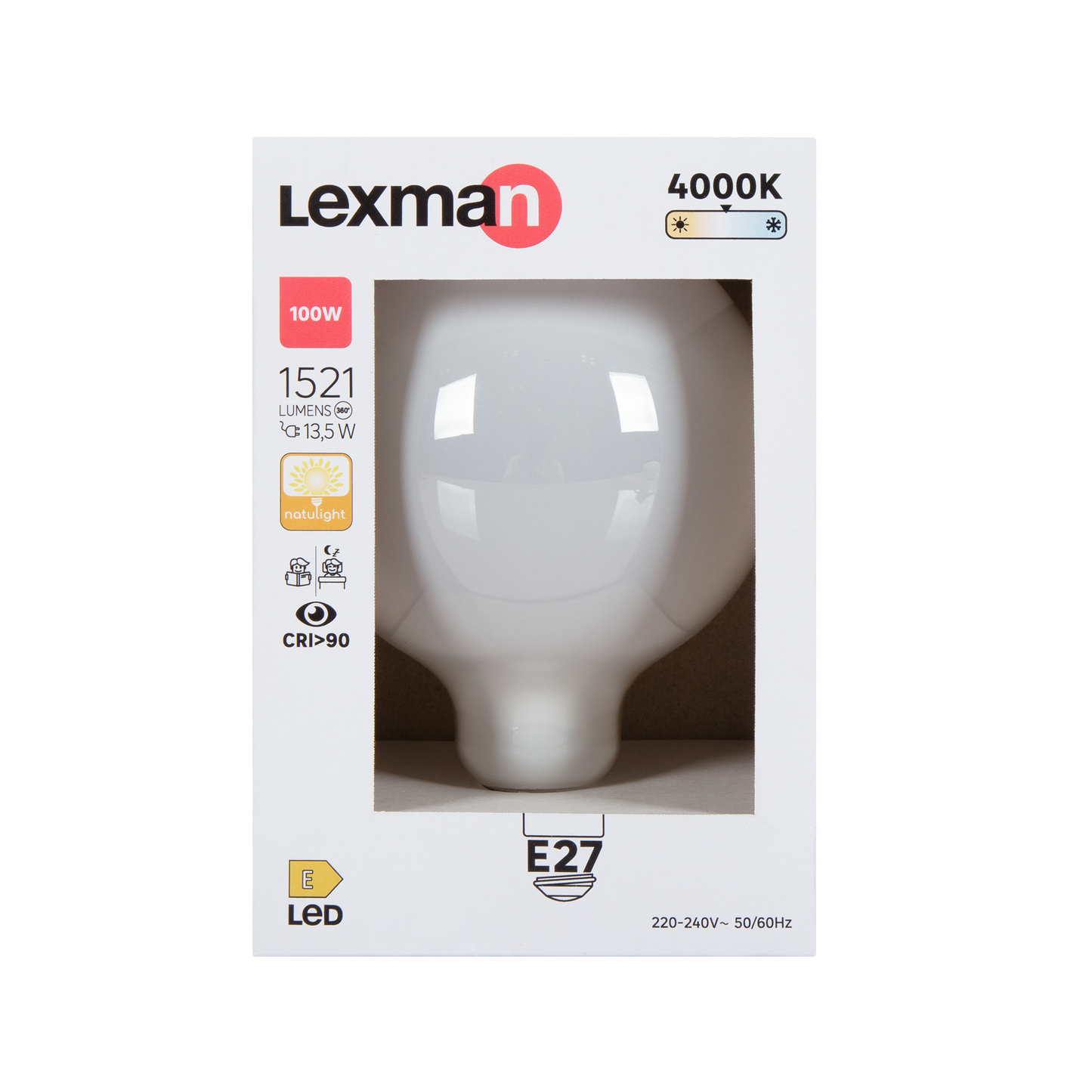 NATULIGHT LED BULB E27=100W GLOBE LARGE FROSTED NATURAL LIGHT