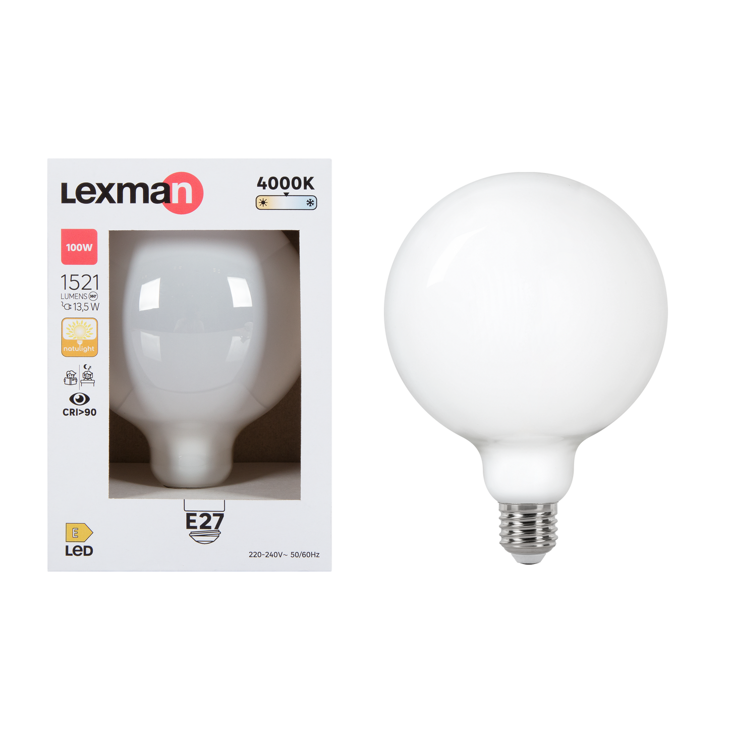 NATULIGHT LED BULB E27=100W GLOBE LARGE FROSTED NATURAL LIGHT