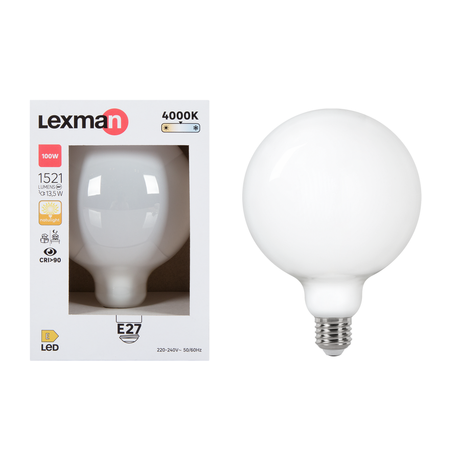NATULIGHT LED BULB E27=100W GLOBE LARGE FROSTED NATURAL LIGHT
