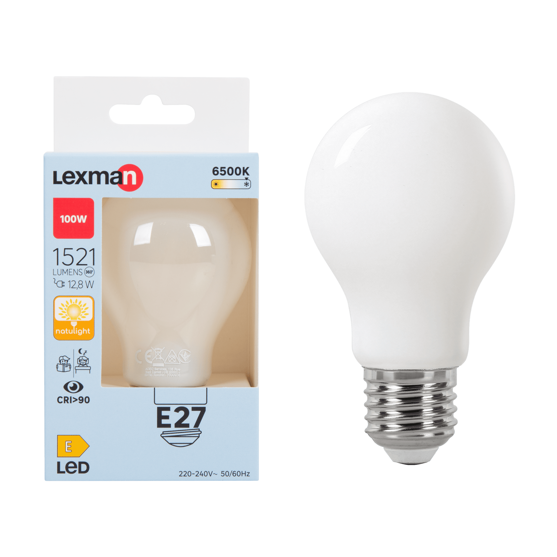 Bricocenter NATULIGHT LED BULB E27=100W FROSTED DROP COLD LIGHT