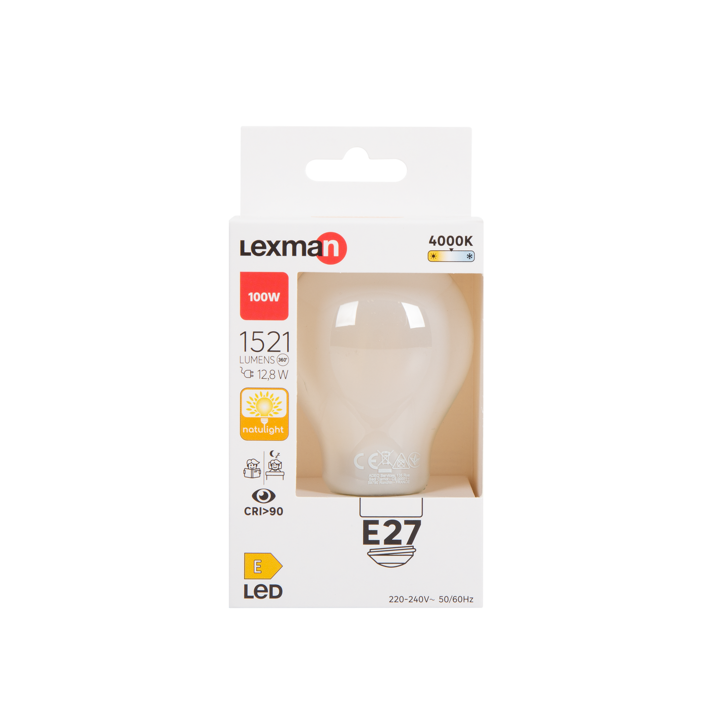 NATULIGHT LED BULB E27=100W FROSTED DROP NATURAL LIGHT