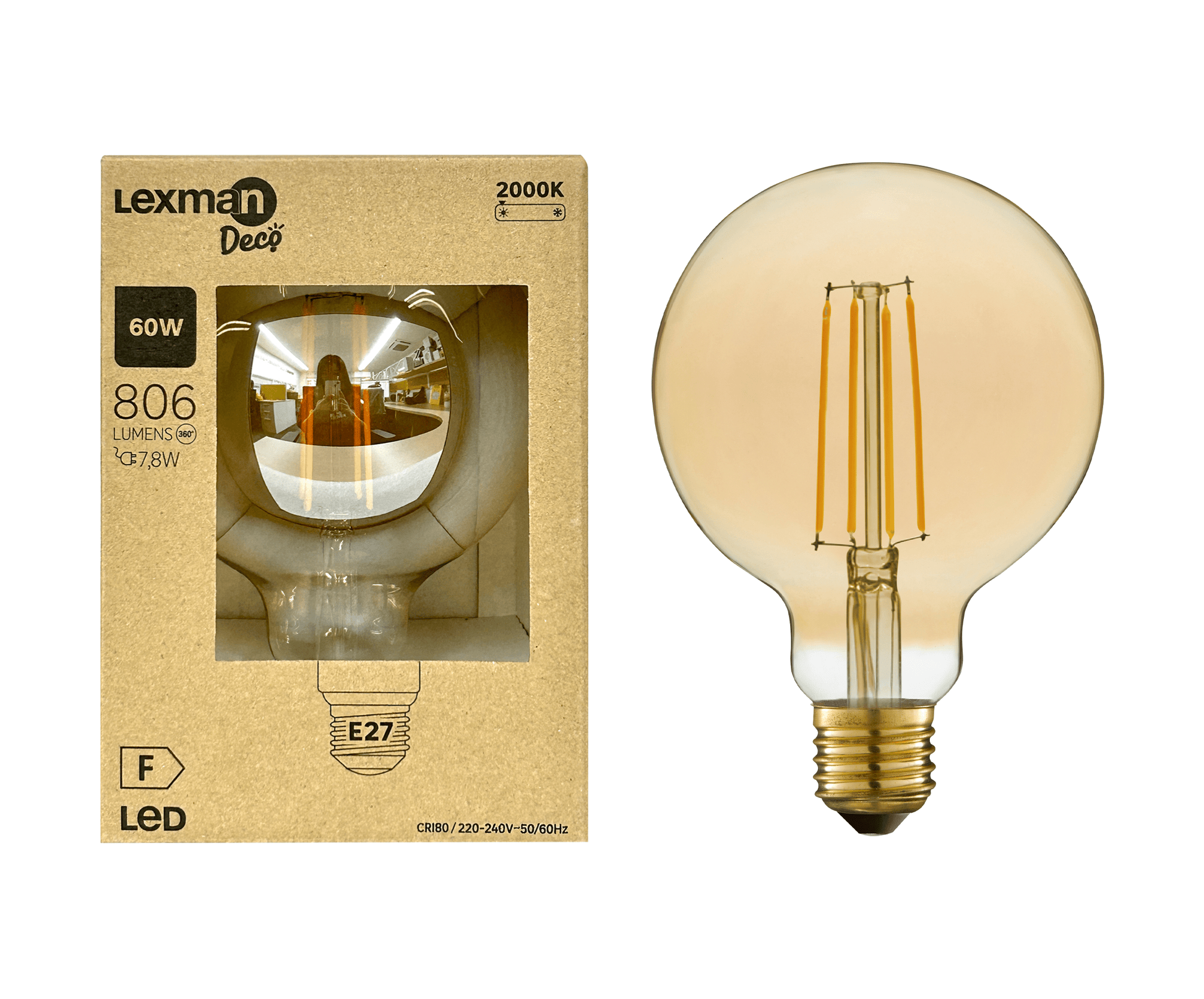 Bricocenter DECORATIVE LED BULB E27= 60W AMBER GLOBE