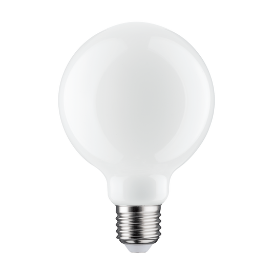 E27 LED bulb = 100W, large frosted globe, warm light