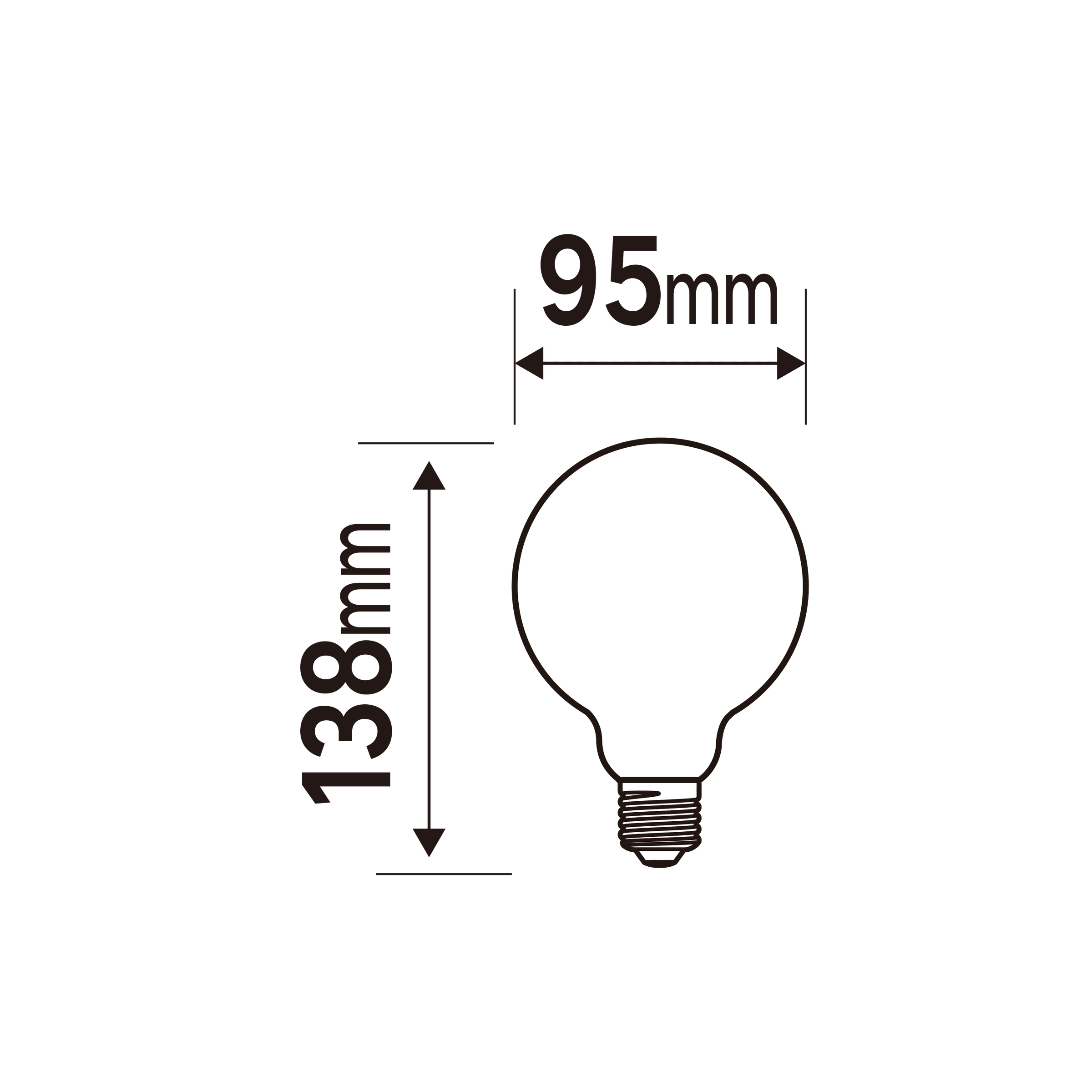 E27 LED bulb = 100W, large frosted globe, warm light