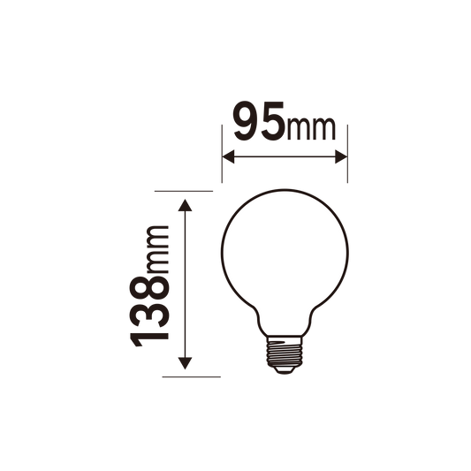 E27 LED bulb = 100W, large frosted globe, warm light