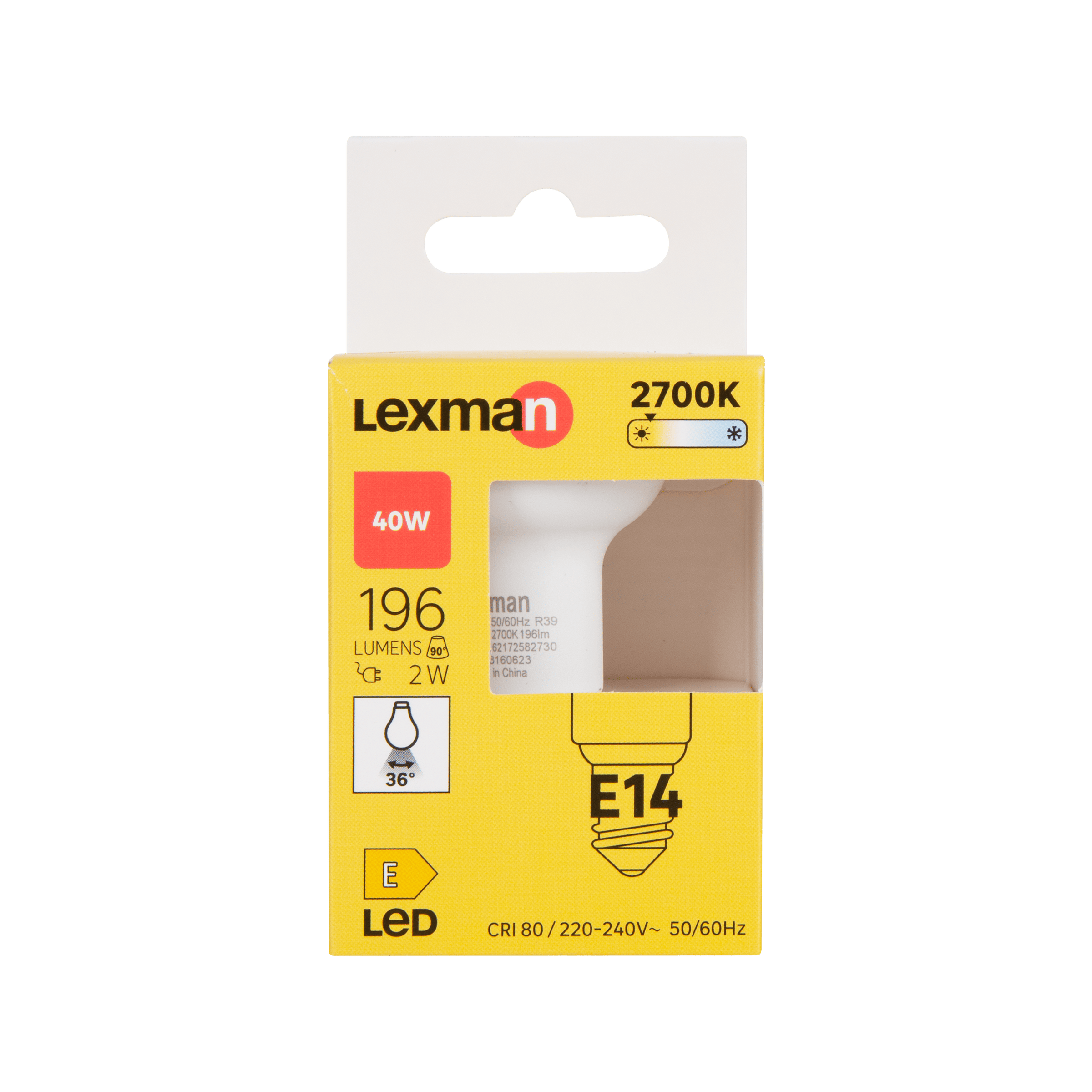 LED BULB E14=40W R39 WARM LIGHT