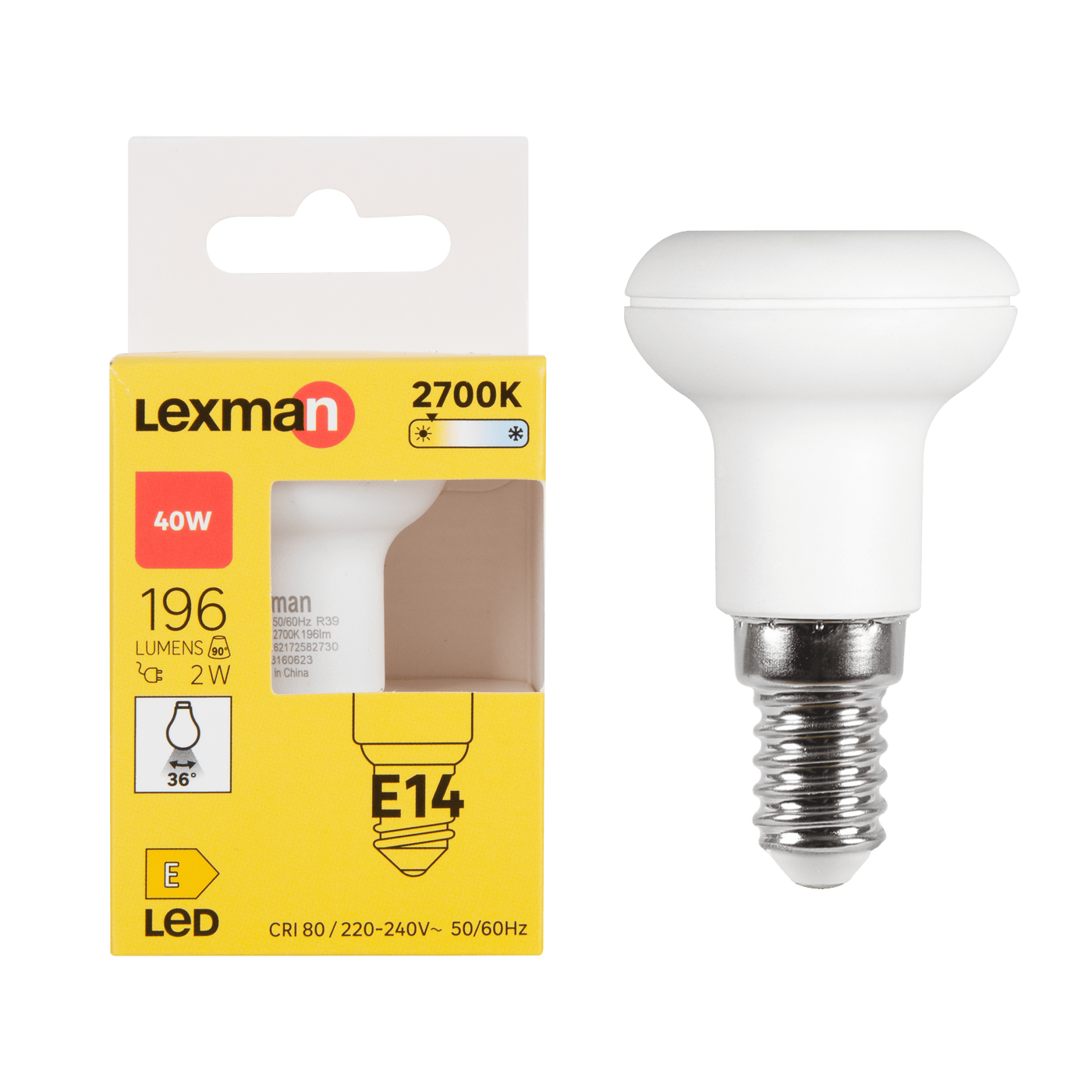 LED BULB E14=40W R39 WARM LIGHT