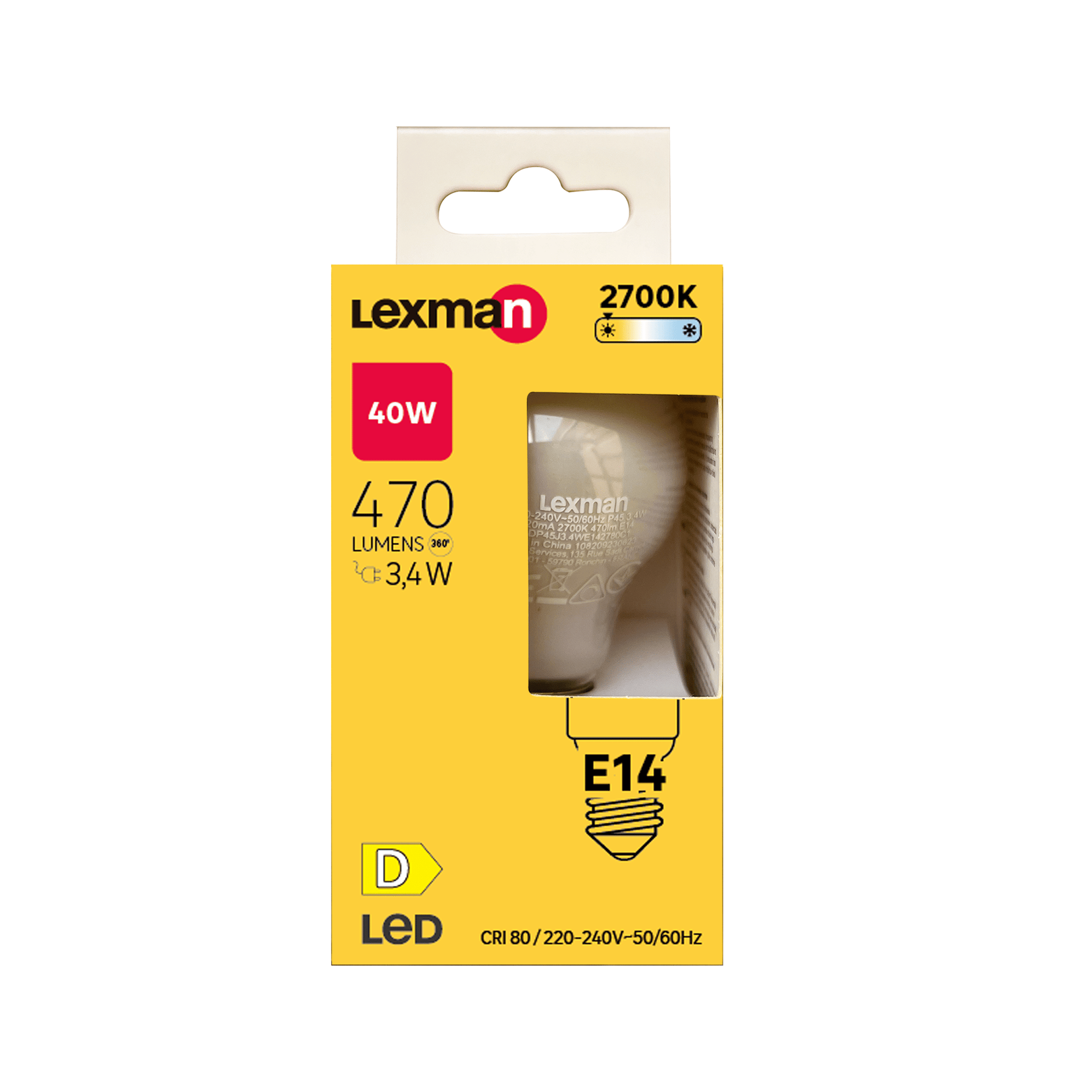 LED BULB E14=40W FROSTED BALL
