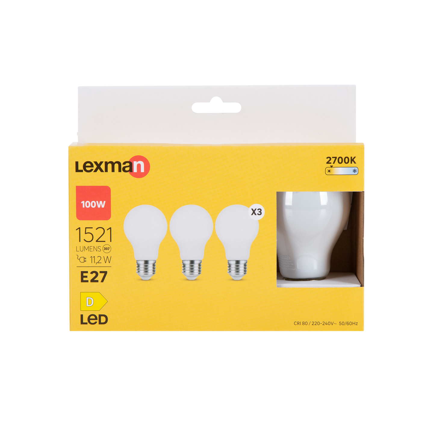 3 LED BULBS E27=100W DROP FROSTED WARM LIGHT