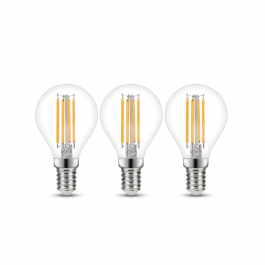 3 LED BULBS E14=60W TRANSPARENT SPHERE WARM LIGHT