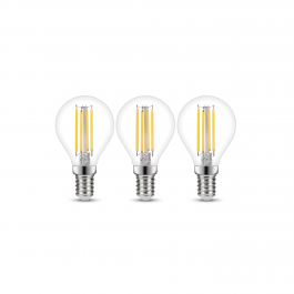 3 LED BULBS E14=60W SPHERE TRANSPARENT NATURAL LIGHT