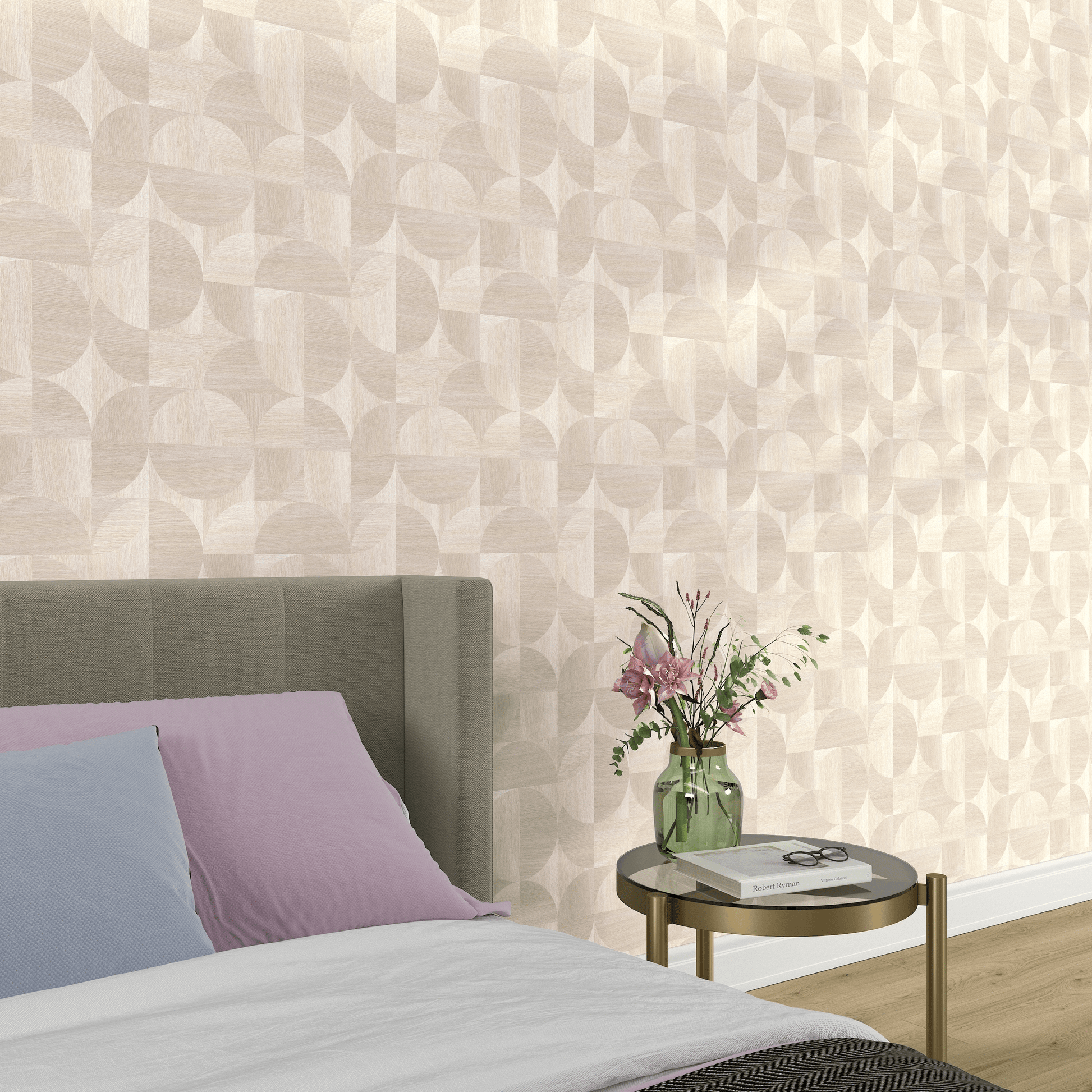 Bricocenter WALLPAPER CIRCLES WOOD BASE BEIGE 53CMX10.5M