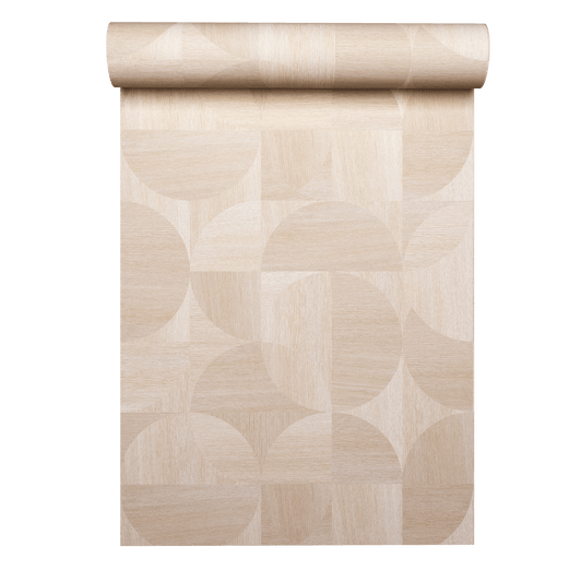 Bricocenter WALLPAPER CIRCLES WOOD BASE BEIGE 53CMX10.5M