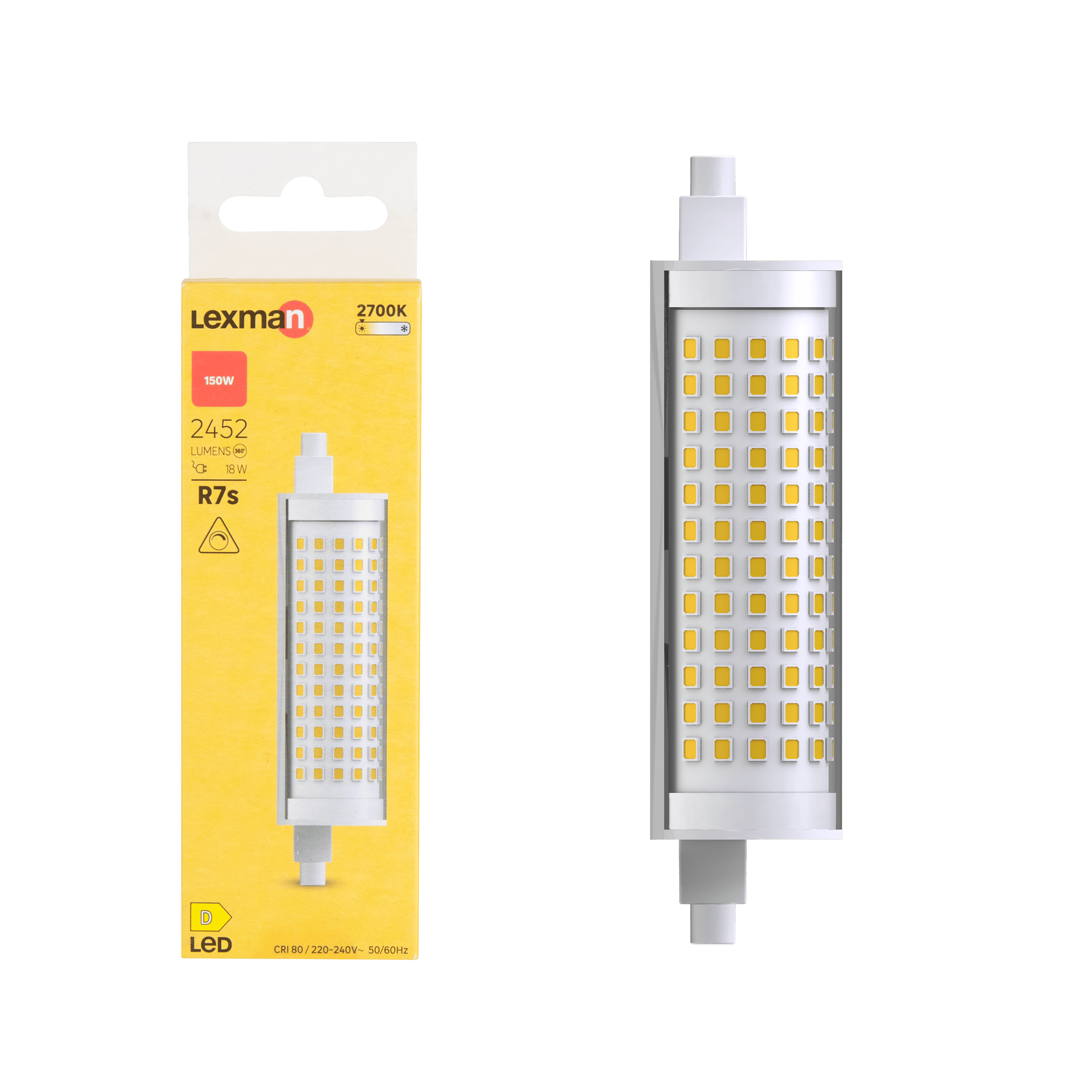 LED bulb, R7s, 118mm, 150W, warm light, dimmable