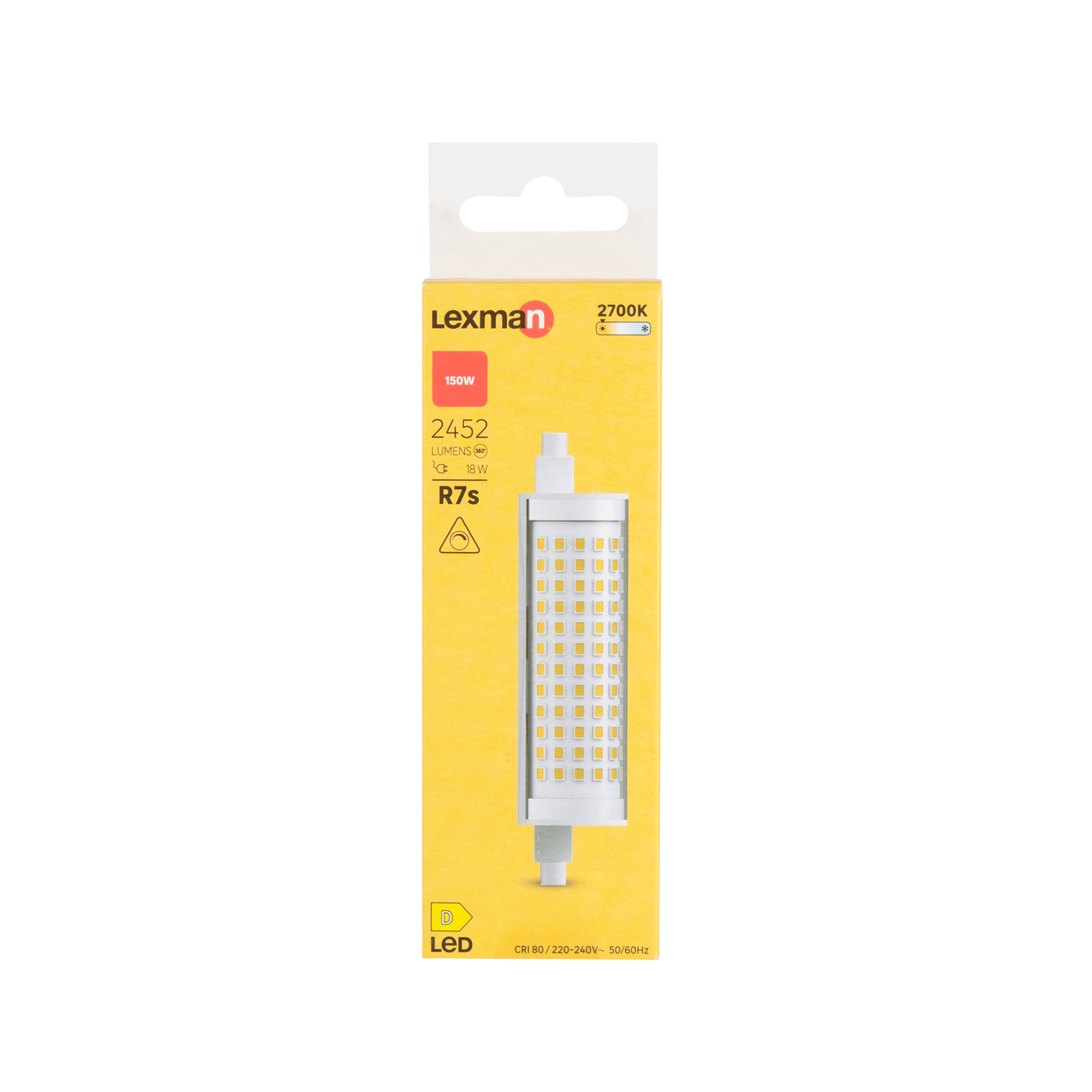 LED bulb, R7s, 118mm, 150W, warm light, dimmable