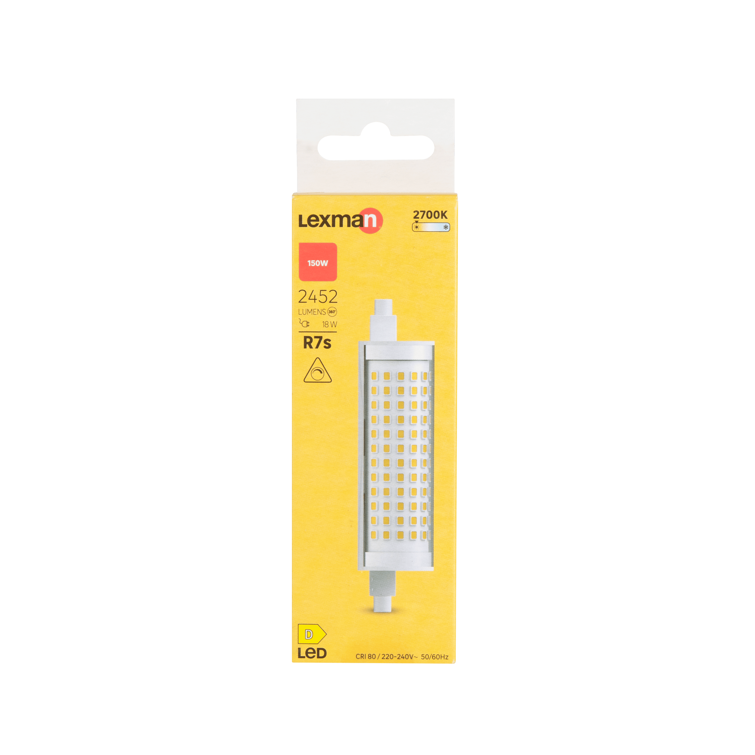 LED bulb, R7s, 118mm, 150W, warm light, dimmable