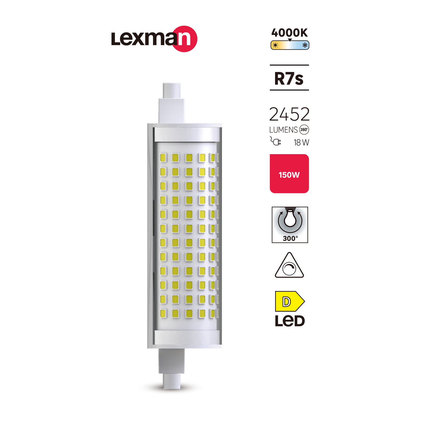 R7S LED BULB 118MM 150W NATURAL LIGHT DIMMABLE