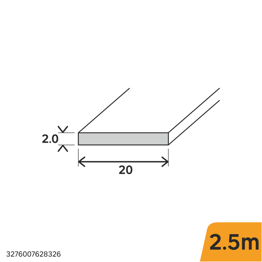Bricocenter 20X2MM ANODIZED ALUMINUM FLAT PROFILE 2.5M OPAQUE
