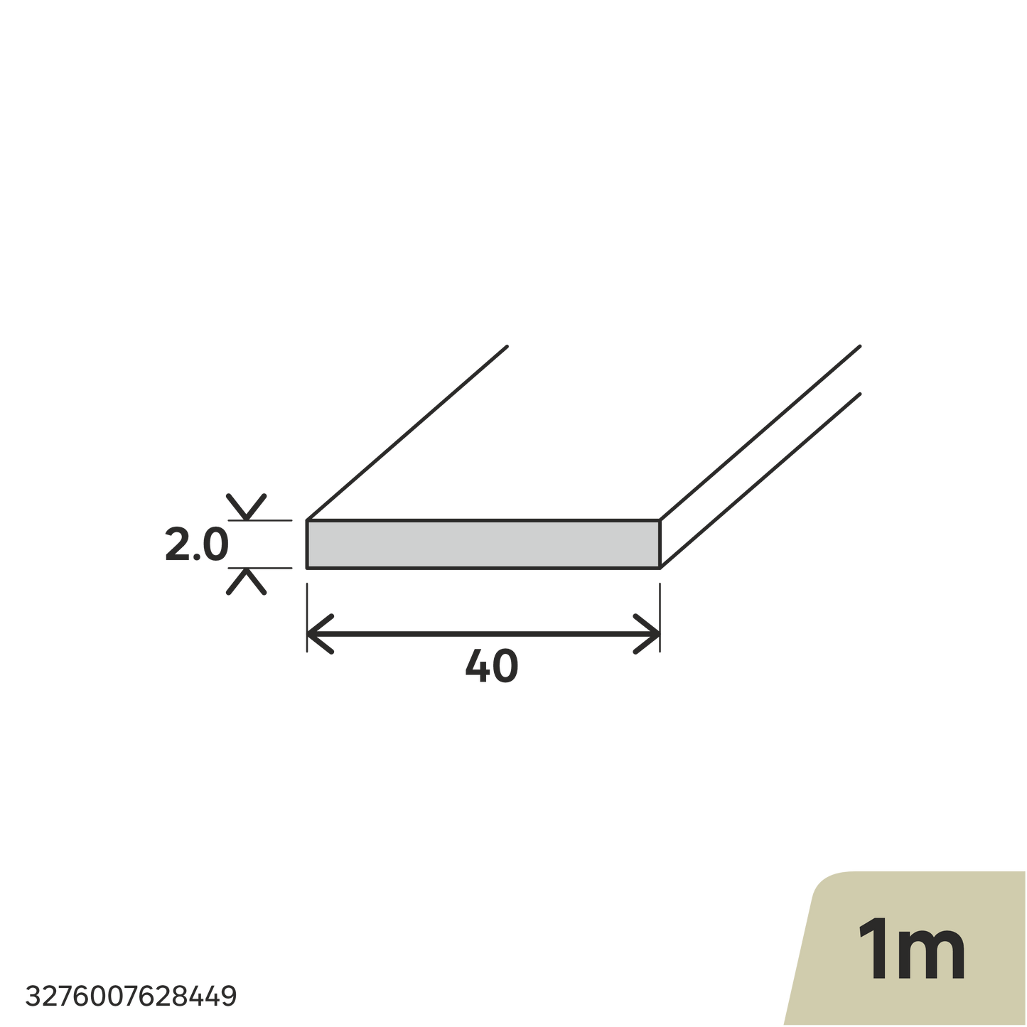 Bricocenter 40X2MM NATURAL ALUMINUM FLAT PROFILE 1M MATTE