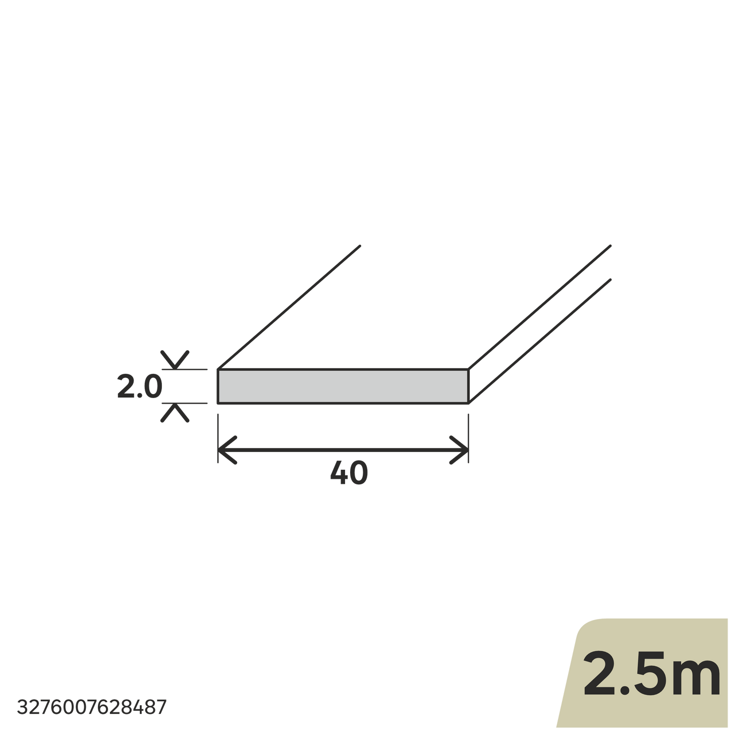 40X2MM NATURAL ALUMINUM FLAT PROFILE 2.5M MATT