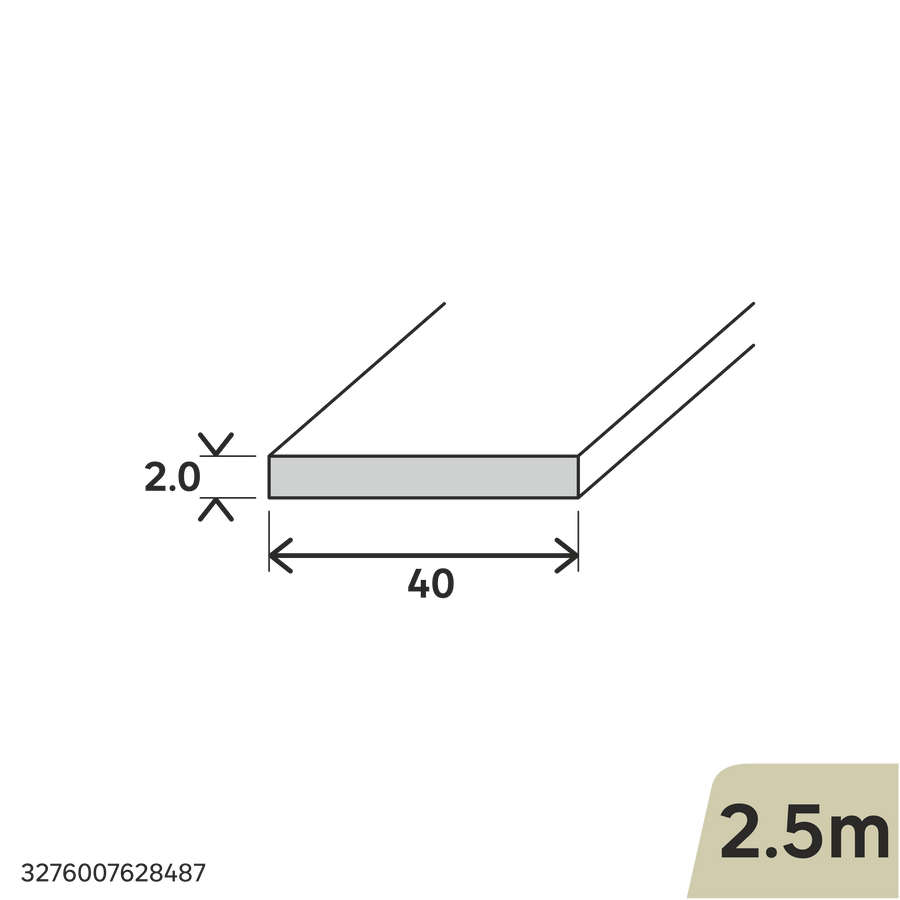 Bricocenter 40X2MM NATURAL ALUMINUM FLAT PROFILE 2.5M MATT
