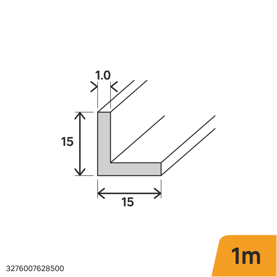 PROFILO ANGOLARE IN ALLUMINIO ANODIZZATO 15X15X1MM 1M NICHEL SPAZZOLATO