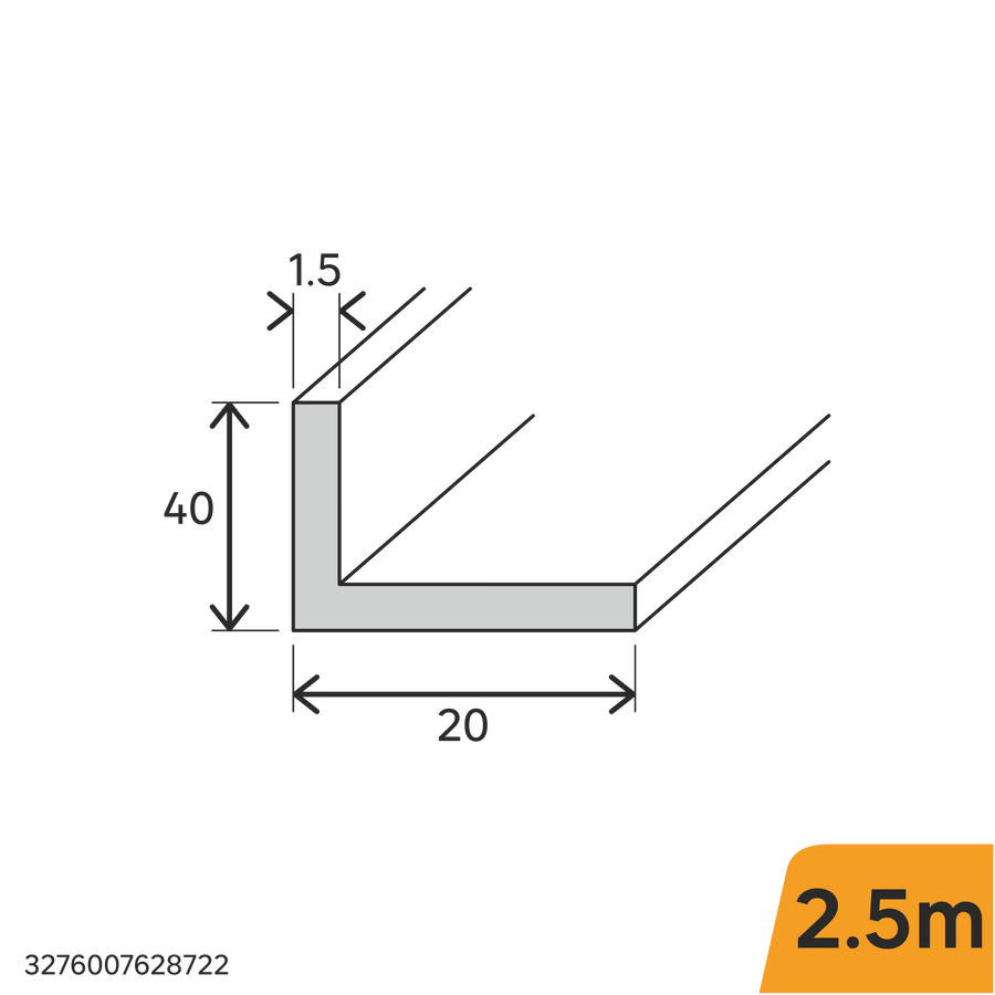 Bricocenter PROFILO ANGOLARE A "L" IN ALLUMINIO ANODIZZATO 40X20X1,5MM 2M OPACO
